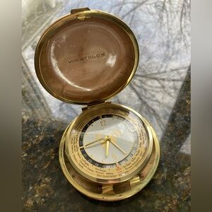 Vintage Westclox Travel Alarm Clock with World Time Tracker